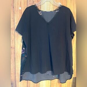 Ava & Viv Plus Size 2X Stretch Floral Back Blouse NWT